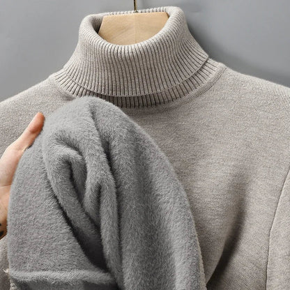 Men's Turtleneck Sweater Ribbed Hem