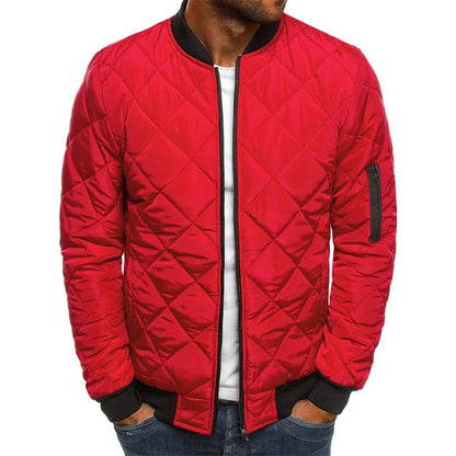 Men's Padded Zipper Jacket Casual Bomber Coat