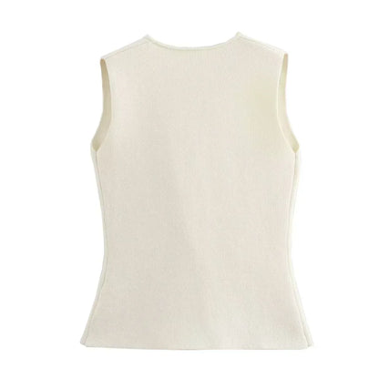 Women's Knitted Vest Sleeveless Button Front