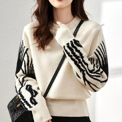 Trendy Print Crew Sweater