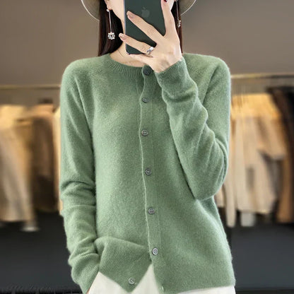Women's Knitted Cardigan Round Neck