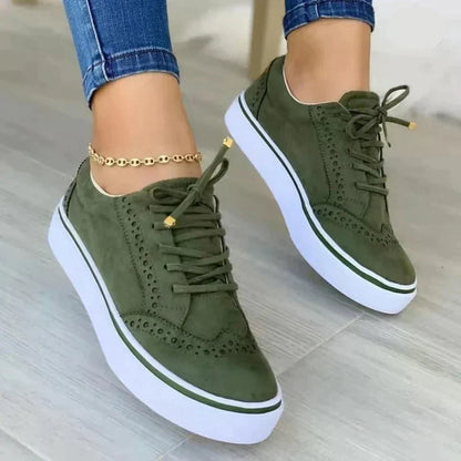 Elegant Ladies Platform Shoes Lace Up Brogue Style
