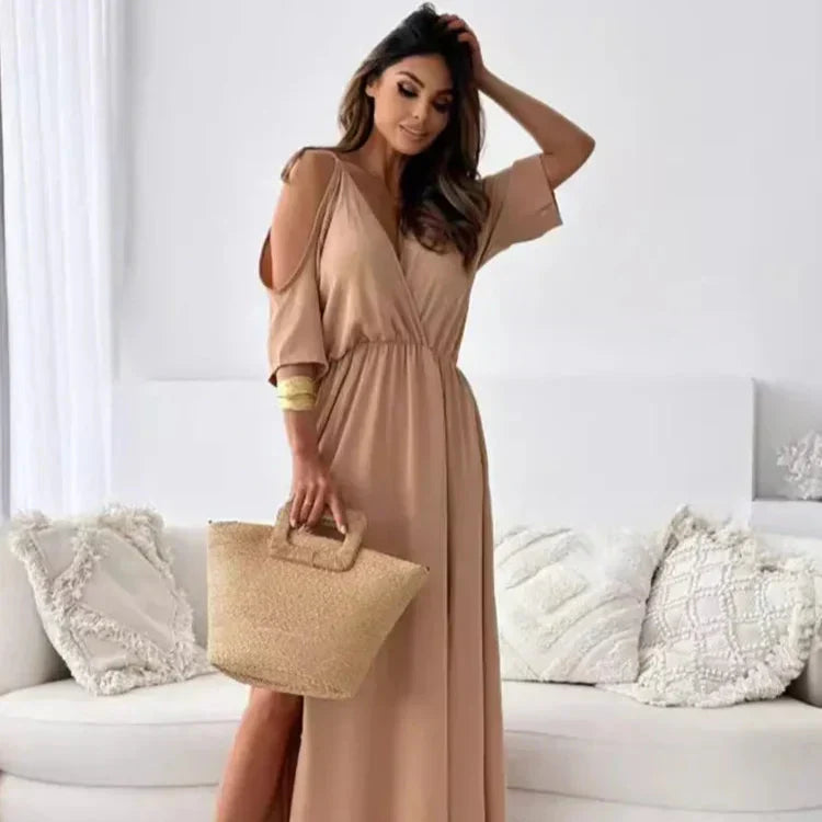 Women's Cold Shoulder Maxi Dress - VibreMode