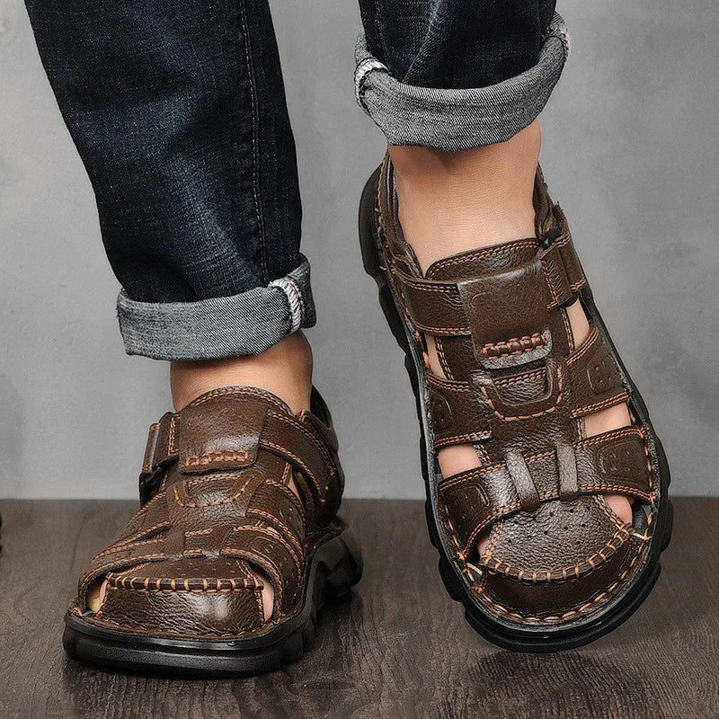 Authentic Brown Leather Summer Sandals