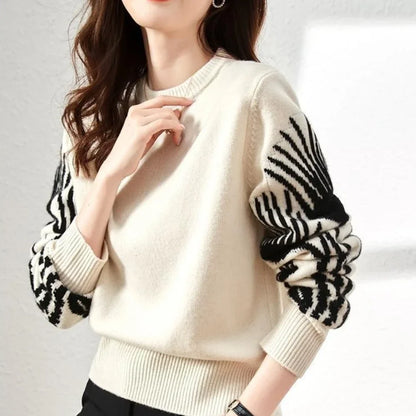 Trendy Print Crew Sweater - VibreMode