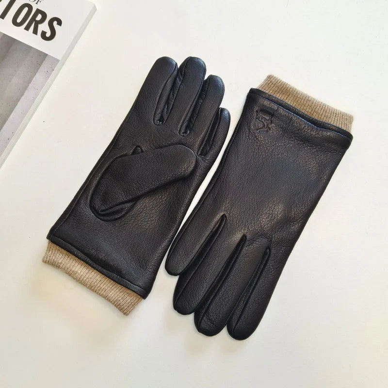Men's Faux Leather Gloves Lined