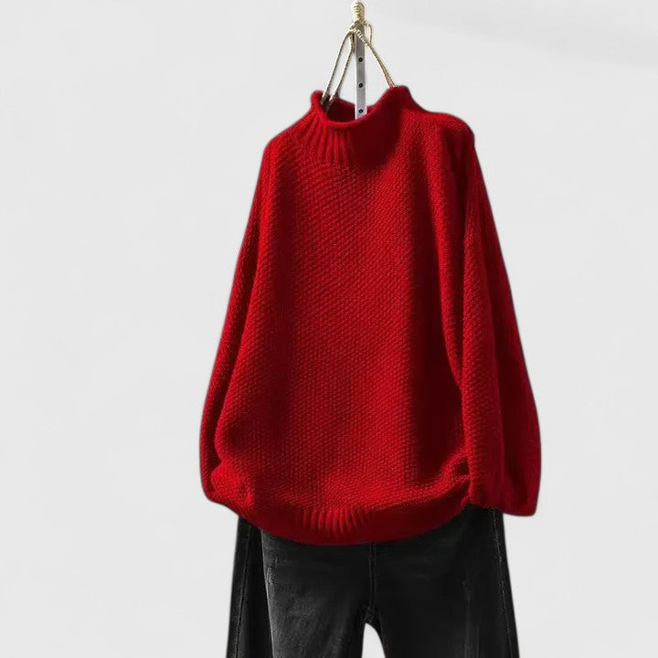 Women's Waffle Knit Mock Neck Sweater