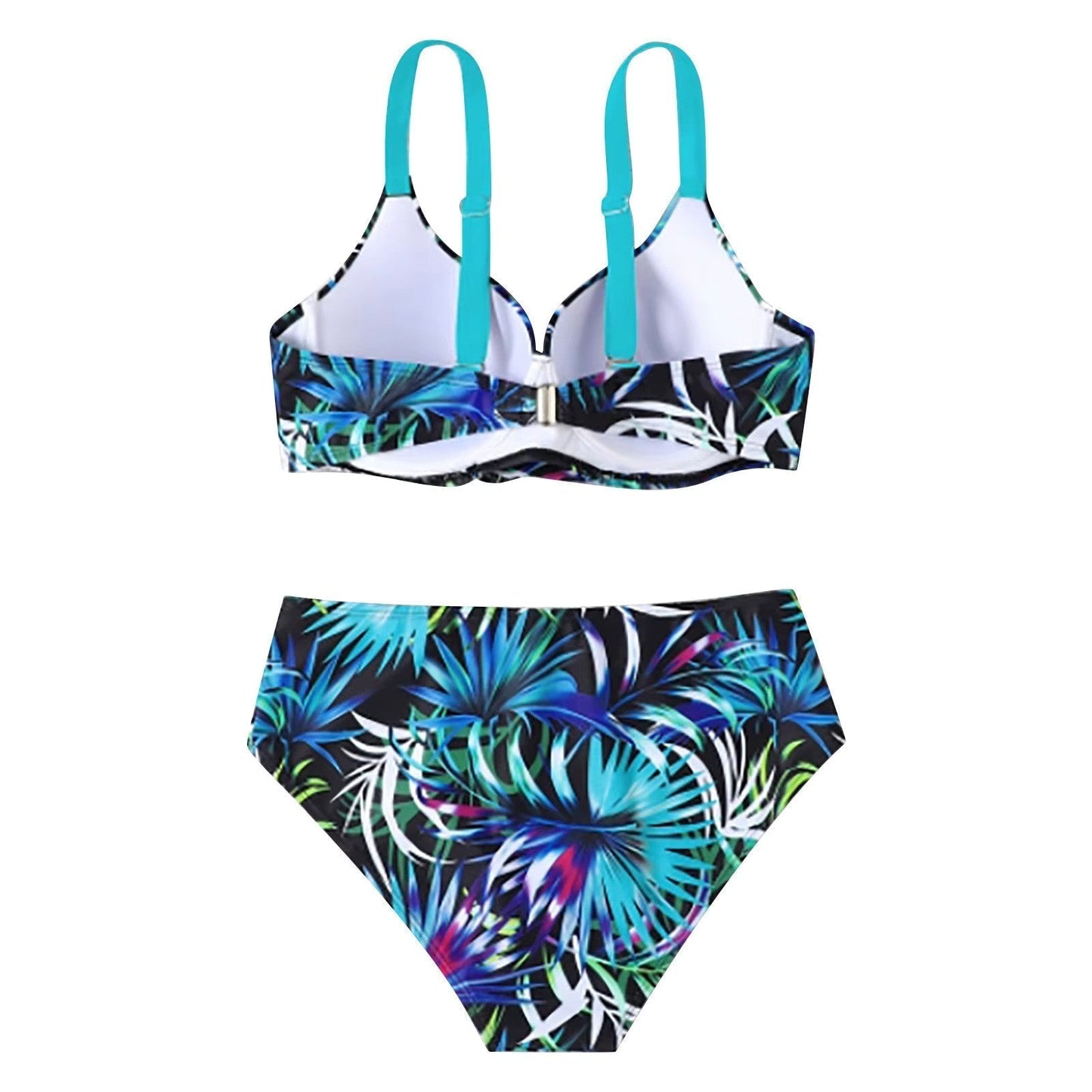 Women's High Waist Leaf Print Bikini