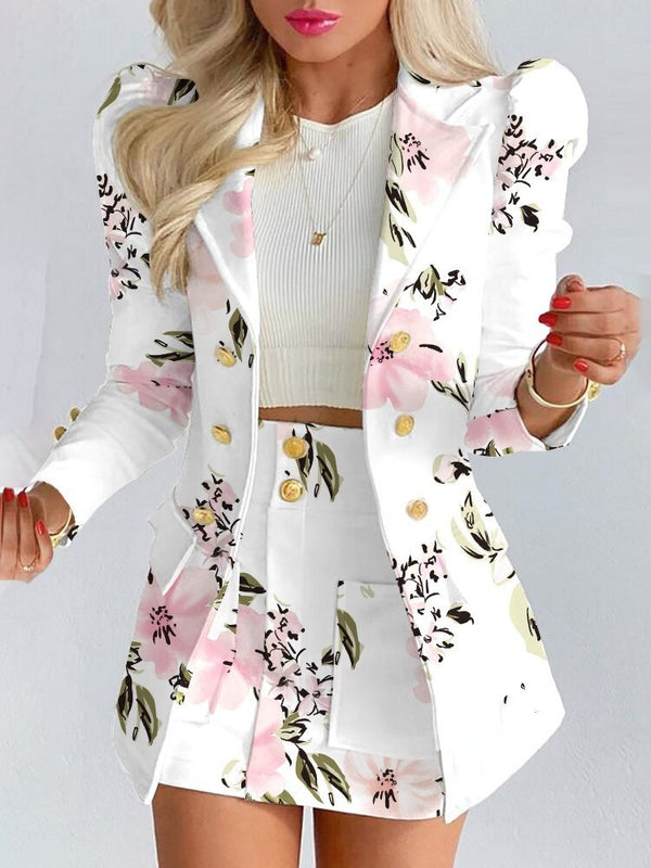 Chic Women's Suit Jacket and Skirt Set
