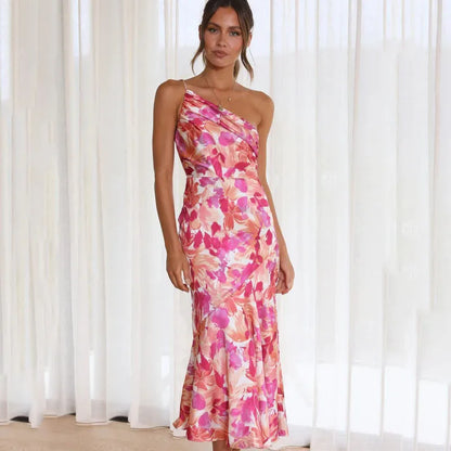 Women's Asymmetrical Floral Midi Dress - VibreMode