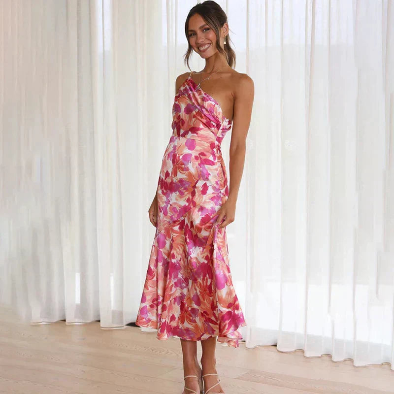 Women's Asymmetrical Floral Midi Dress