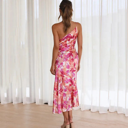 Women's Asymmetrical Floral Midi Dress