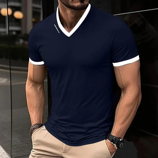 Men's V Neck Slim Fit T-Shirt - VibreMode