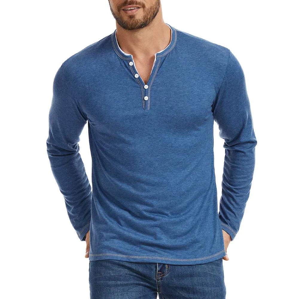 Men's Long Sleeve Henley Shirt