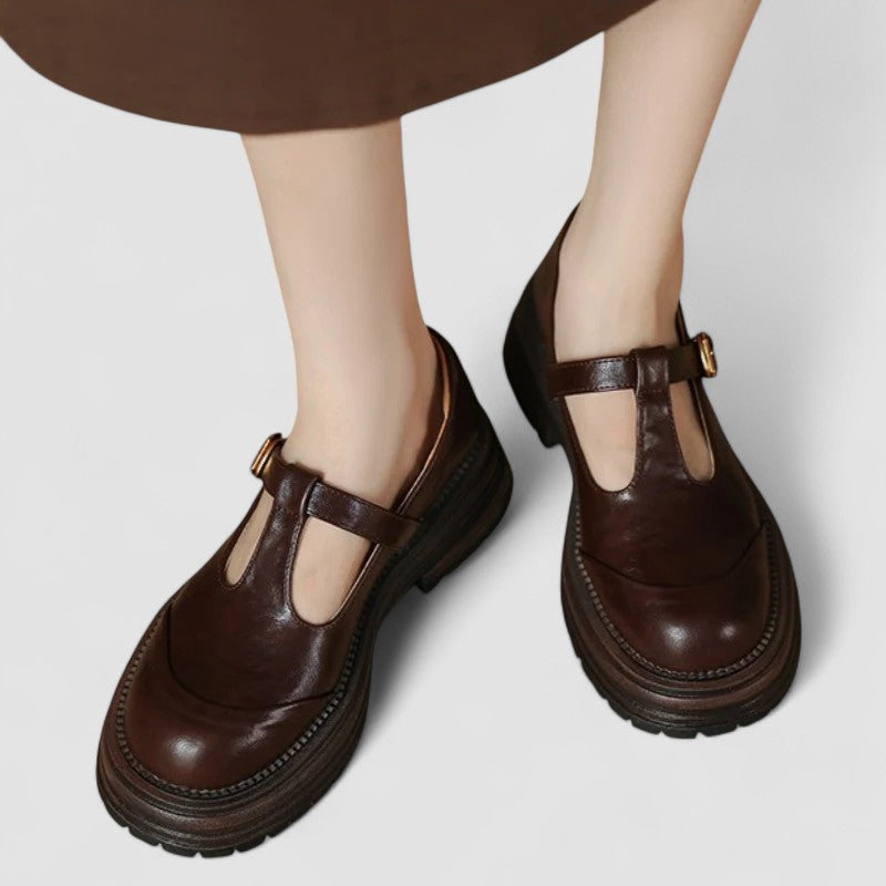 Women's Mary Jane Shoes Chunky Sole Rounded Toe - VibreMode