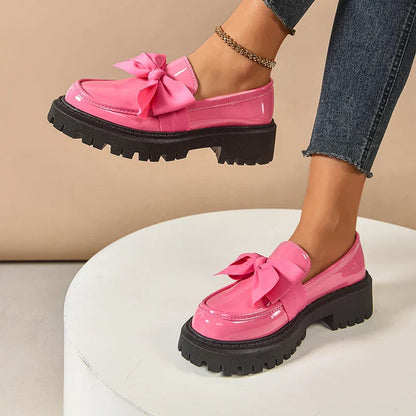 Comfortable Ladies Bow Detail Loafers Shoes