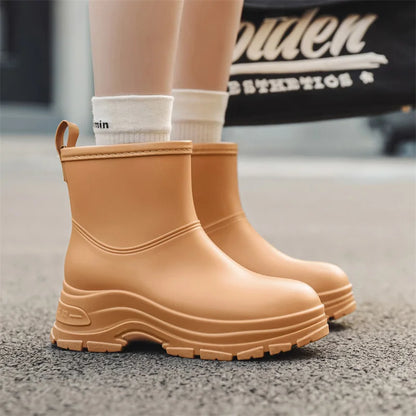 Women's Waterproof Mid-Calf Boots Thick Slip-Resistant Outsole