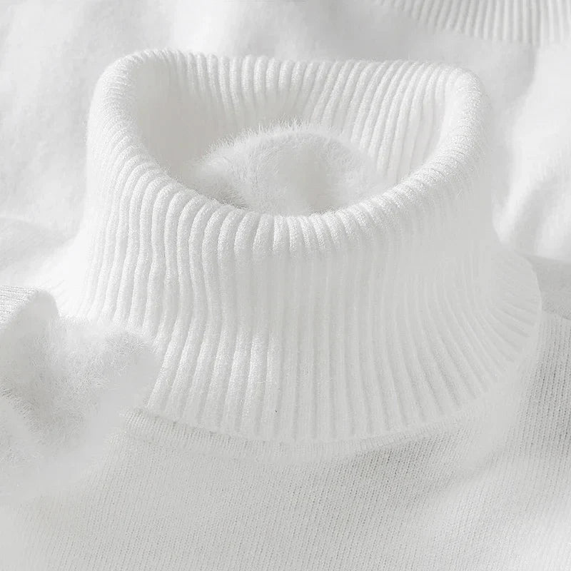 Men's Turtleneck Sweater Ribbed Hem