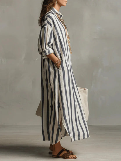 Women's Linen Long Shirt Dress