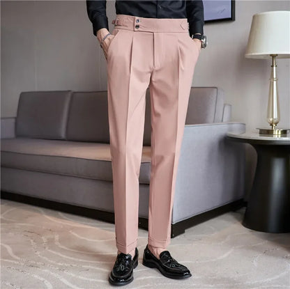 Men's Double Pleat High Waist Trousers