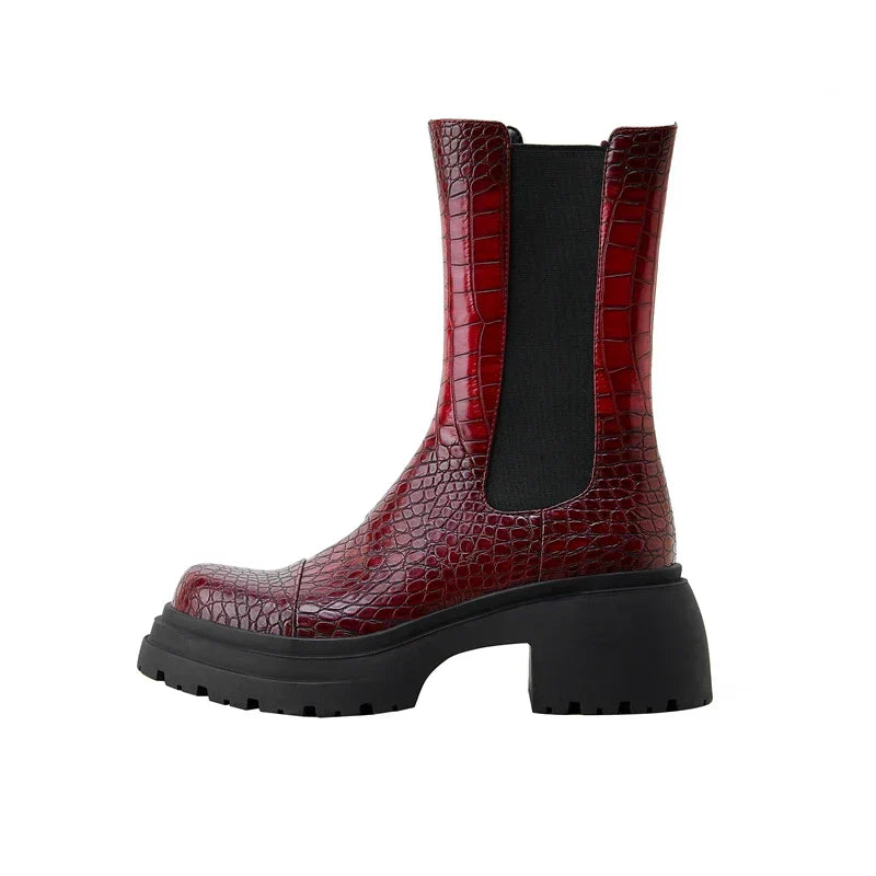 Women's Elastic Panel Boots Textured Upper