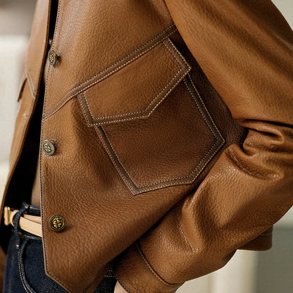 Vegan Synthetic Leather Coat