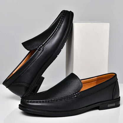 Barry Men's Slip-On Loafers Comfortable Leather Brown