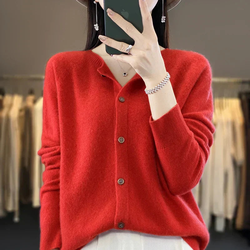 Women's Knitted Cardigan Round Neck