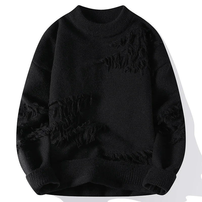 Rugged Textured Crew Neck Sweater