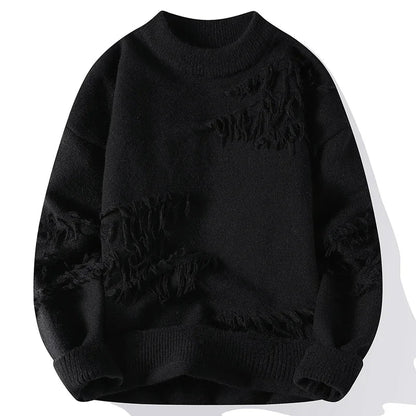 Rugged Textured Crew Neck Sweater