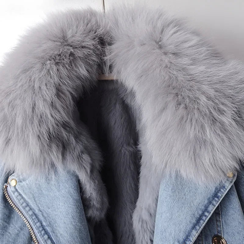 Denim Jacket Fur Lined Blue