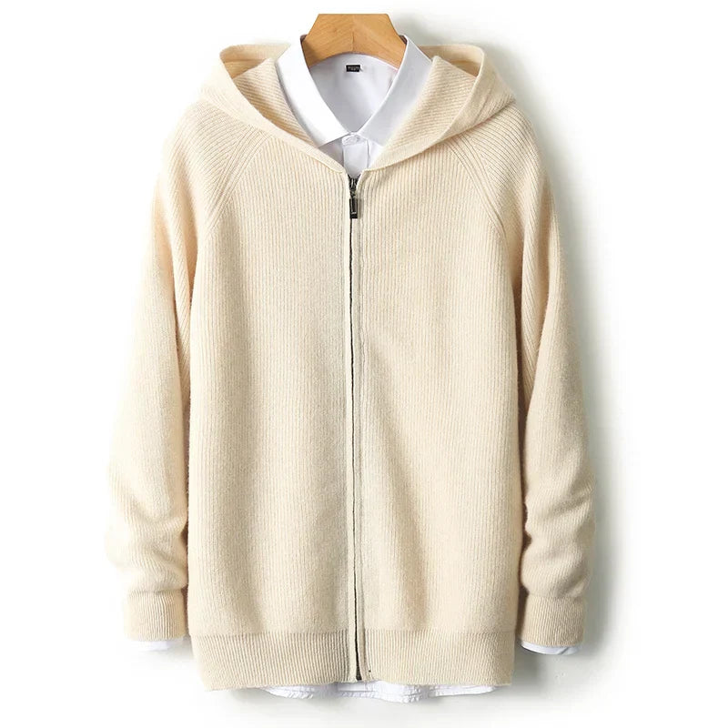 Merino Wool Zip Up Sweater