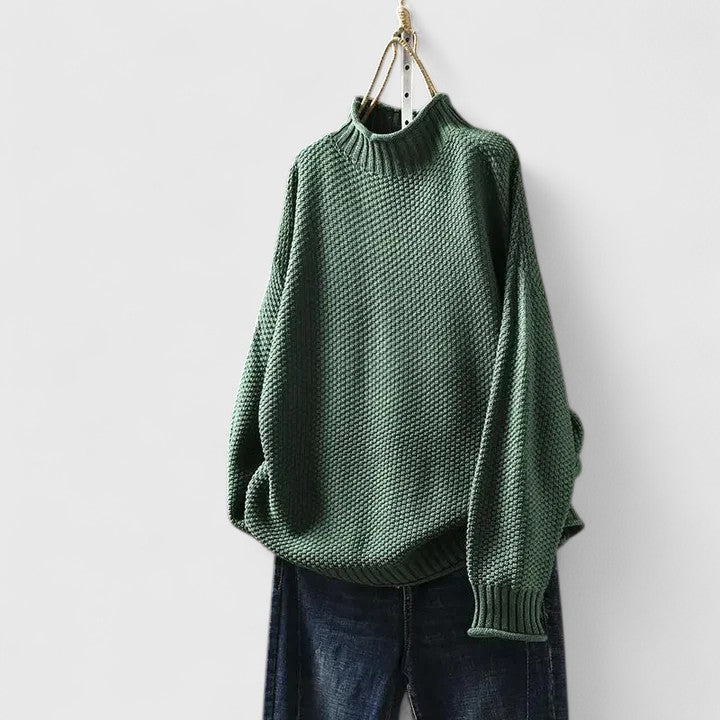 Women's Waffle Knit Mock Neck Sweater