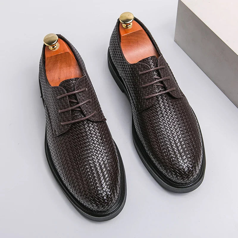 Classic Woven Leather Dress Shoes - VibreMode
