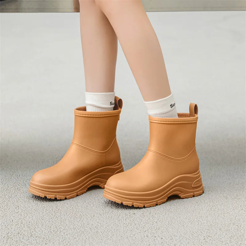 Women's Waterproof Mid-Calf Boots Thick Slip-Resistant Outsole