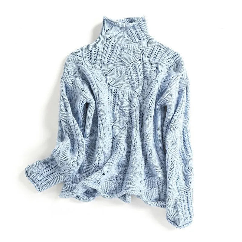 Women's Cable Knit Crew Neck Sweater - VibreMode