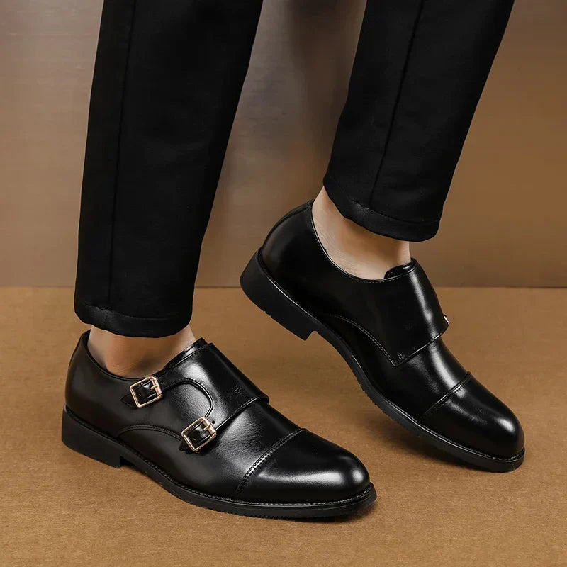 Luxury Leather Monk Strap Shoes