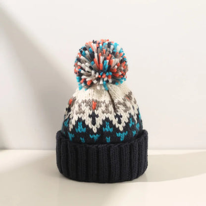 Warm Winter Snowflake Pom Hat