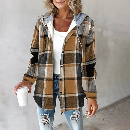Plaid Lined Cardigan for Women