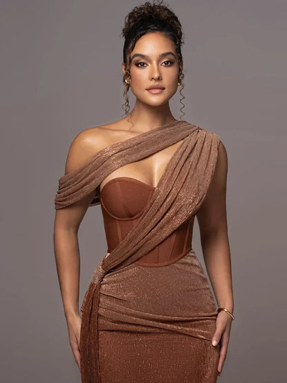 Sleek One Shoulder Sequin Party Dress
