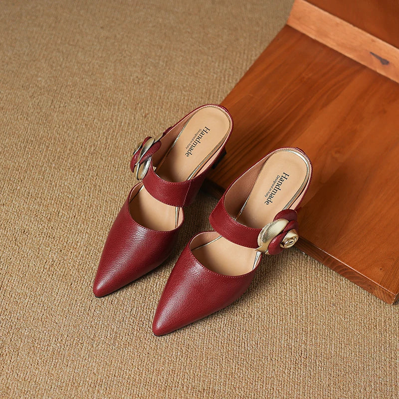 Luxurious Red Leather High Heels