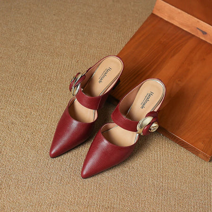 Luxurious Red Leather High Heels
