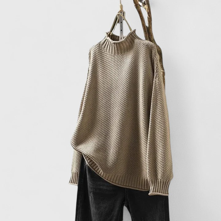 Women's Waffle Knit Mock Neck Sweater