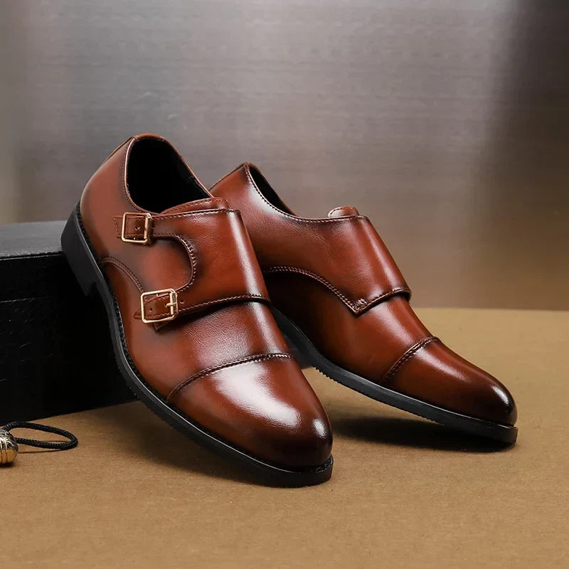 Luxury Leather Monk Strap Shoes