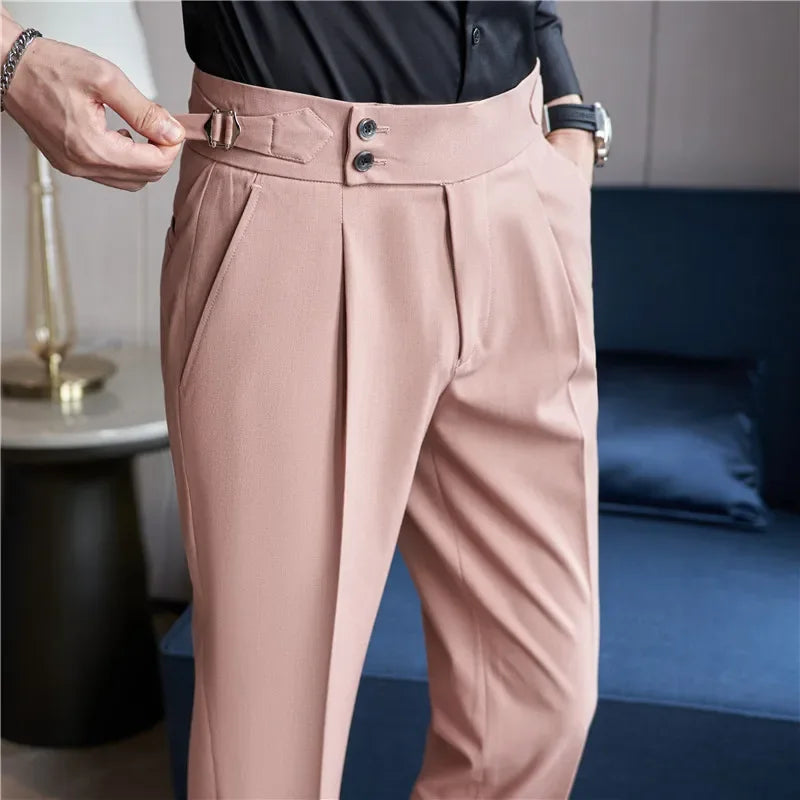Men's Double Pleat High Waist Trousers - VibreMode