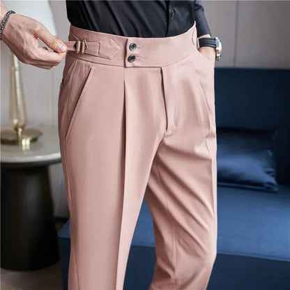 Men's Double Pleat High Waist Trousers - VibreMode