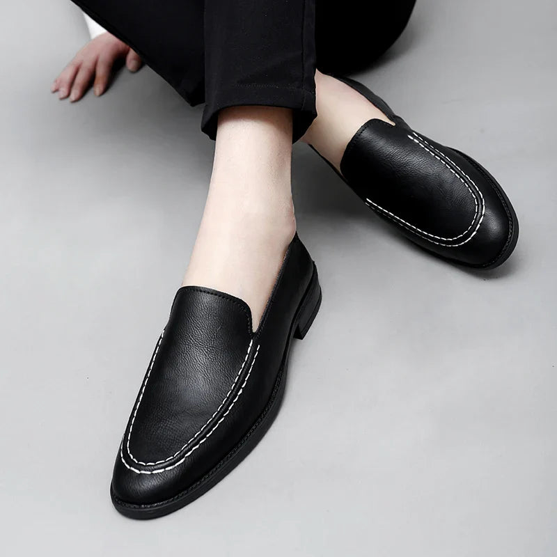 Real Leather Slip On Loafers