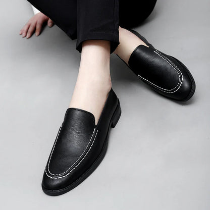 Real Leather Slip On Loafers