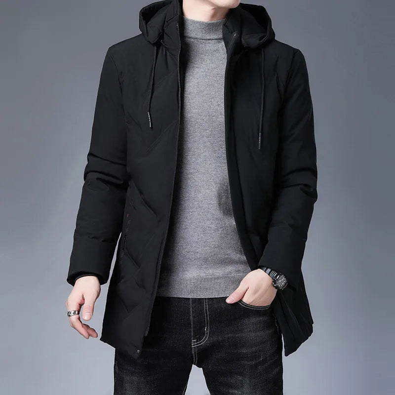 Men's Hooded Parkas Jacket Thick Winter Windbreaker Coat