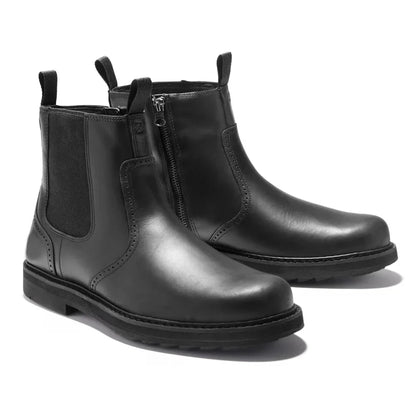 Men's Chelsea Boots Side Zip Leather Comfortable Black
